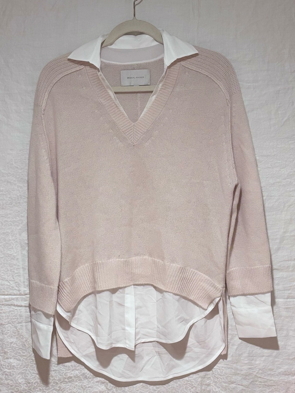 Brochu Walker The Looker Layered V-Neck Wool Cashmere Sweater Shirt-Size S